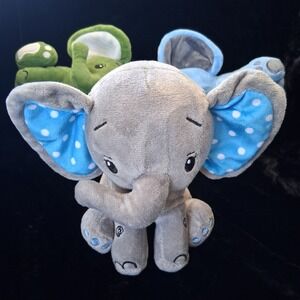 Lot of 3 Elephant Plush Stuffed Animals 6" Gray Blue Green Safari Nursery Toys